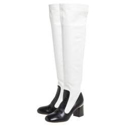 Celine Two Tone Leather Over The Knee Boots Size 38.5
