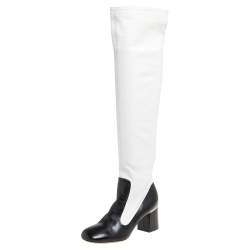 Celine Two Tone Leather Over The Knee Boots Size 38.5