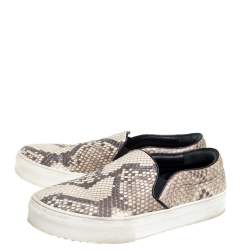 Pre Owned حذاء رياضي سيلين سليب أون جلد ثعبان بني مقاس 38