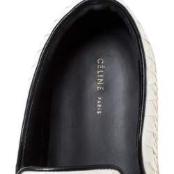 Pre Owned Celine White Glossy Python Slip On Sneakers Size 39