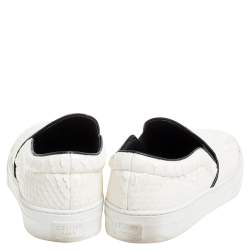Pre Owned Celine White Glossy Python Slip On Sneakers Size 39