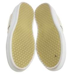 Pre Owned Celine White Glossy Python Slip On Sneakers Size 39