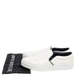 Pre Owned Celine White Glossy Python Slip On Sneakers Size 39