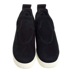 Pre Owned Celine Black Suede Platform Slip On Sneakers Size 38