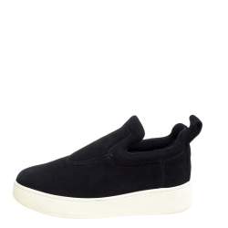 Pre Owned Celine Black Suede Platform Slip On Sneakers Size 38