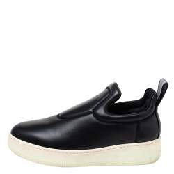 Pre Owned Celine Black Leather Slip On Sneakers Size 38