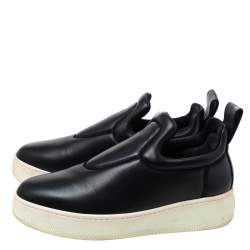 Pre Owned Celine Black Leather Slip On Sneakers Size 38