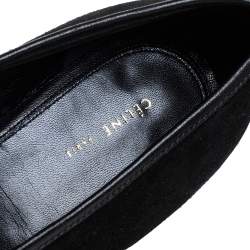 Pre Owned Celine Black Suede Leather V Neck Pumps Size 39