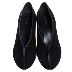 Pre Owned Celine Black Suede Leather V Neck Pumps Size 39