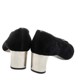Pre Owned Celine Black Suede Leather V Neck Pumps Size 39