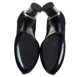 Pre Owned Celine Black Suede Leather V Neck Pumps Size 39