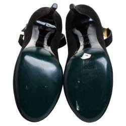 Pre Owned Celine Black Suede Leather Ankle Cuff Pumps Size 38