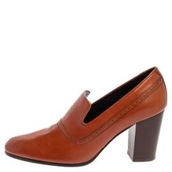 Pre Owned Celine Brown Leather Loafer Pumps Size 39