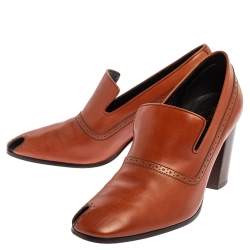 Pre Owned Celine Brown Leather Loafer Pumps Size 39