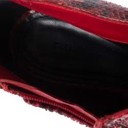 Pre Owned Celine Red Python Block Heels Ankle Boots Size 38