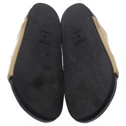 Pre Owned Celine Beige Patent Leather Flat Slide Sandals Size 37