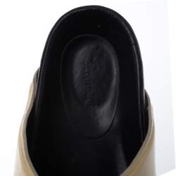 Pre Owned Celine Beige Patent Leather Flat Slide Sandals Size 37