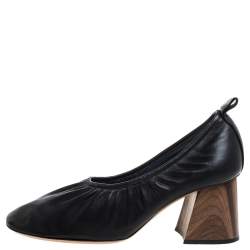 Pre Owned Celine Black Leather Ballerina Block Heel Pumps Size 39