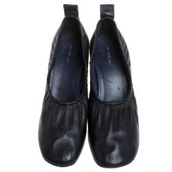Pre Owned Celine Black Leather Ballerina Block Heel Pumps Size 39