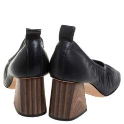 Pre Owned Celine Black Leather Ballerina Block Heel Pumps Size 39