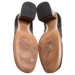 Pre Owned Celine Black Leather Ballerina Block Heel Pumps Size 39