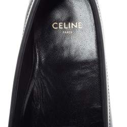 Pre Owned Celine Black Leather Penny Slip On Loafers Size 38.5
