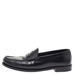 Pre Owned Celine Black Leather Penny Slip On Loafers Size 38.5