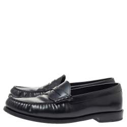 Pre Owned Celine Black Leather Penny Slip On Loafers Size 38.5