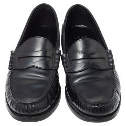 Pre Owned Celine Black Leather Penny Slip On Loafers Size 38.5
