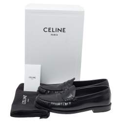 Pre Owned Celine Black Leather Penny Slip On Loafers Size 38.5
