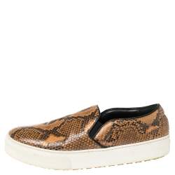 Celine Multicolor Python and Leather Slip On Sneakers Size 38