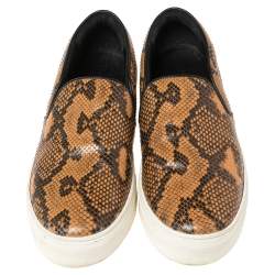 Celine Multicolor Python and Leather Slip On Sneakers Size 38