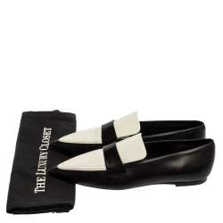 Pre Owned Celine Monochrome Leather Pointed Toe Slip On Loafers Size 36