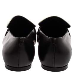 Pre Owned Celine Monochrome Leather Pointed Toe Slip On Loafers Size 36