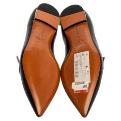 Pre Owned Celine Monochrome Leather Pointed Toe Slip On Loafers Size 36