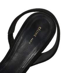 Pre Owned Celine Black Leather Pointed Toe Slingback Pumps Size 38