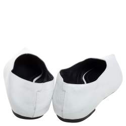 Pre Owned Celine White Leather V-Neck Ballet Flats Size 37