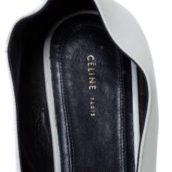 Pre Owned Celine White Leather V-Neck Ballet Flats Size 37