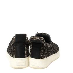 Pre Owned Céline Brown Tweed Platform Slip-On Sneakers Size 38