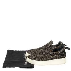 Pre Owned Céline Brown Tweed Platform Slip-On Sneakers Size 38