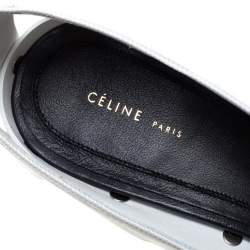 Pre Owned Celine White Leather V-Neck Cutout Pumps Size 39.5