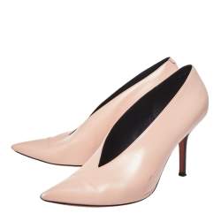 Pre Owned Celine Blush Pink Leather V Neck Pointed Toe Pumps Size 40