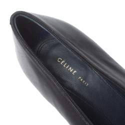 Pre Owned Celine Black Leather V Cut Pointed Toe Pumps Size 36.5