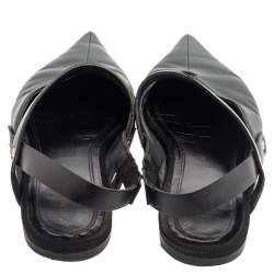 Pre Owned Celine Grey/Black Pointed Toe Slingback Flat Sandals Size 38