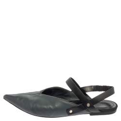 Pre Owned Celine Grey/Black Pointed Toe Slingback Flat Sandals Size 38