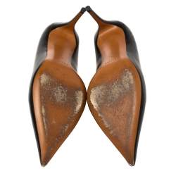 Pre Owned Celine Black Leather V Neck Pointed Toe Pumps Size 39