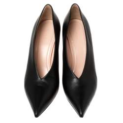 Pre Owned Celine Black Leather V Neck Pointed Toe Pumps Size 39