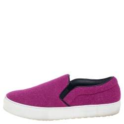 Celine Pink Wool Low Top Slip On Sneakers Size 39