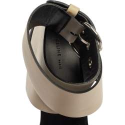 Pre Owned Celine Cream White Leather Ankle Strap Sandals 39.5