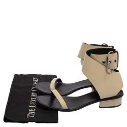 Pre Owned Celine Cream White Leather Ankle Strap Sandals 39.5